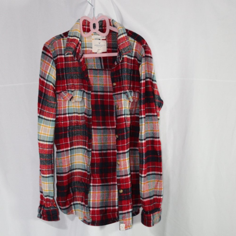 American Eagle Womens Ahh-Mazingly Soft Slim Fit Red Flannel